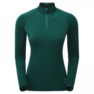 Tricou Montane Dart Thermo Zip Neck Dama Verzi Inchis | LV0832741