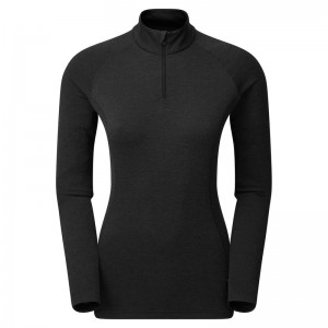 Tricou Montane Dart Zip Neck Dama Negrii | HM9057416