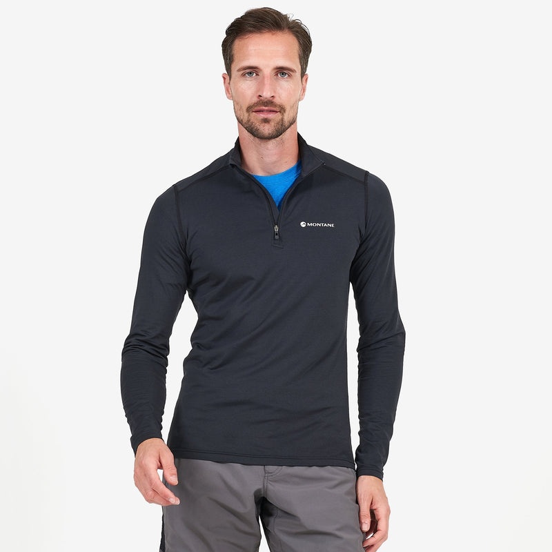 Tricou Montane Dart Zip Neck Barbati Negrii | YC4150739