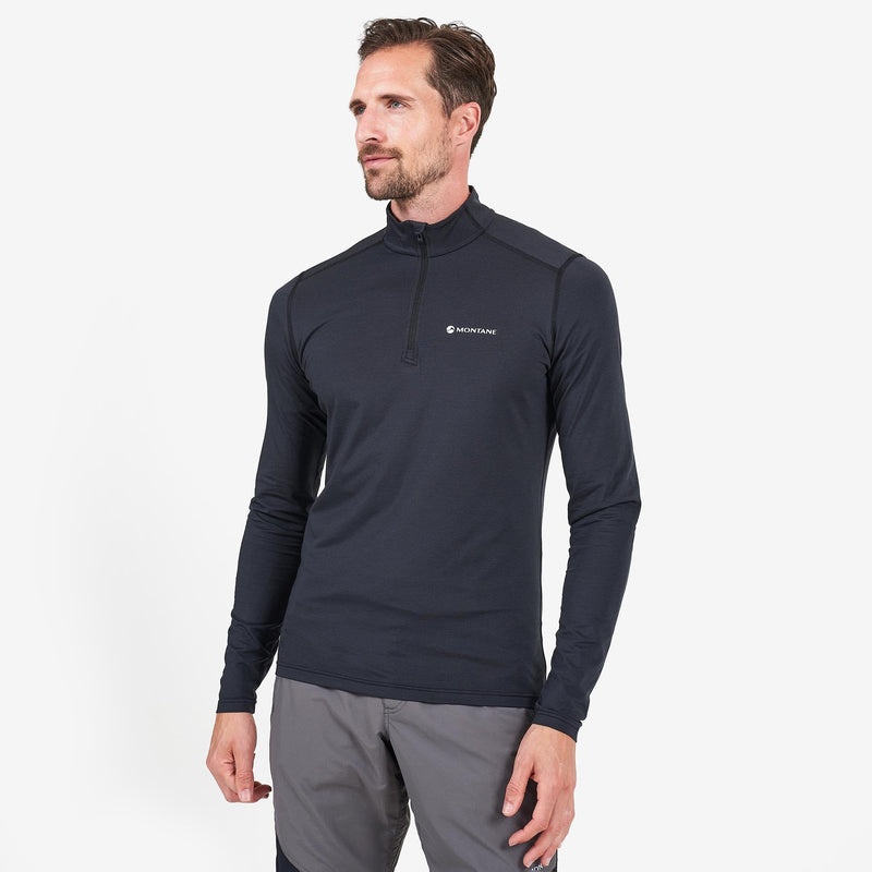 Tricou Montane Dart Zip Neck Barbati Negrii | YC4150739