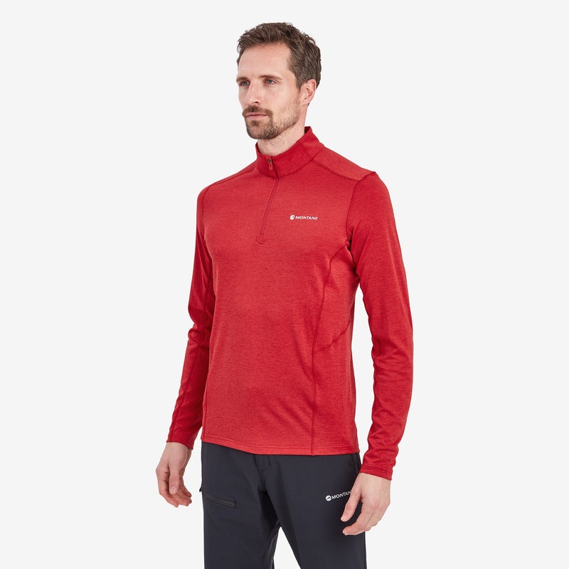 Tricou Montane Dart Zip Neck Barbati Rosii | HR9780251