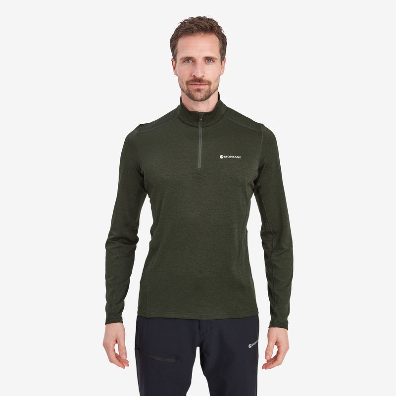 Tricou Montane Dart Zip Neck Barbati Verzi Inchis | VT9826045