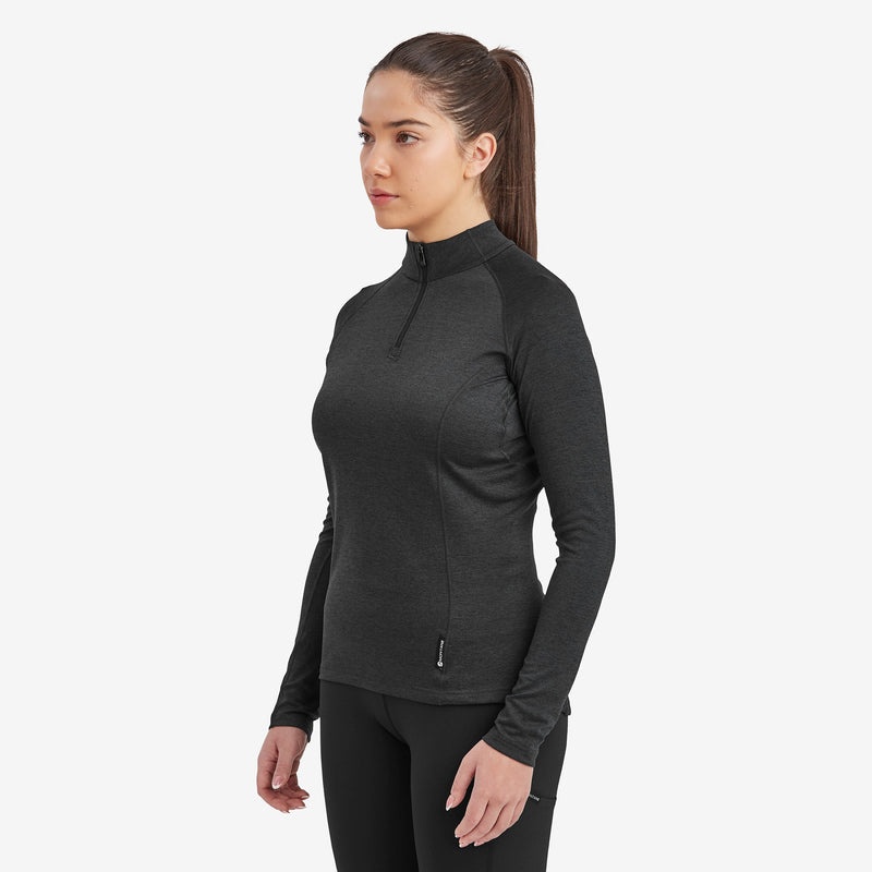 Tricou Montane Dart Zip Neck Dama Negrii | HM9057416